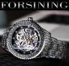 Men's Black Silver Automatic Mechanical Watch - Steel Strap
