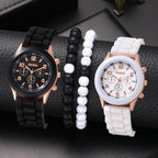 Women's White Heart-Design Quartz Watch - Silicone Strap