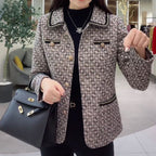 Autumn clothes, small fragrance, loose coat, women's new western style, age-reducing, belly-covering top, middle-aged mother's woolen coat
