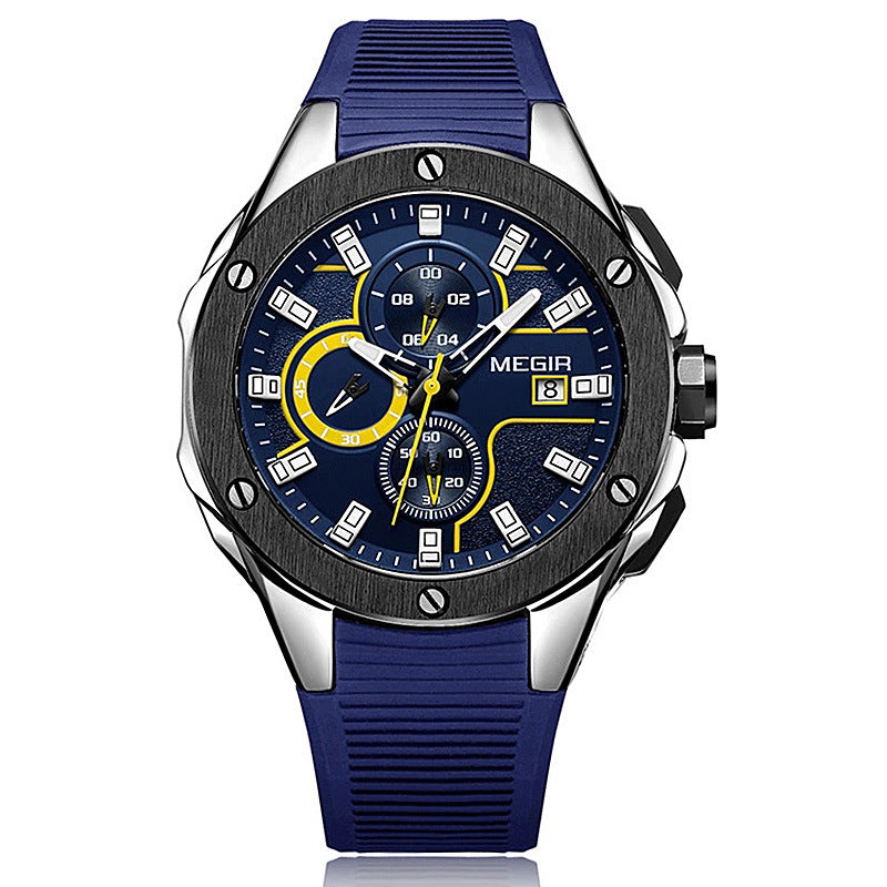 MEGIR cross-border explosive multifunctional fashion silicone strap sports quartz watch men's waterproof luminous wholesale watch