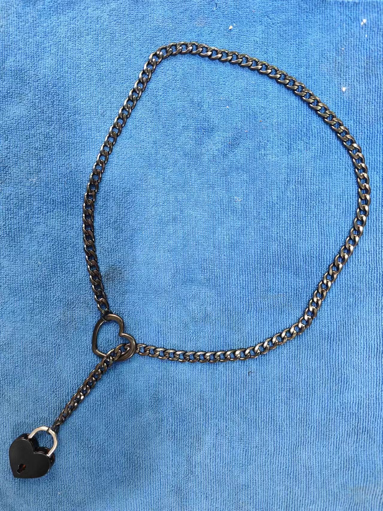 Amazon Style Wide Y Ring Sliding Chain Necklace Handmade Punk Cuban Stainless steel Chain Necklace