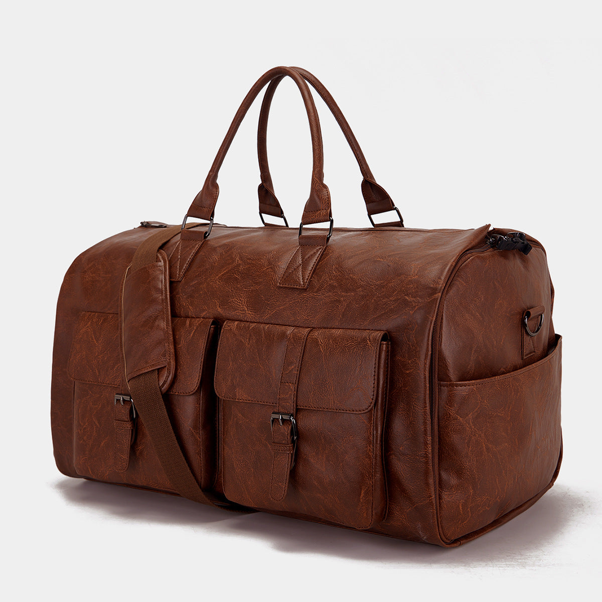 Guangzhou factory spot Amazon travel convenient carry-on clothing bag large PU leather duffel bag women's fashion