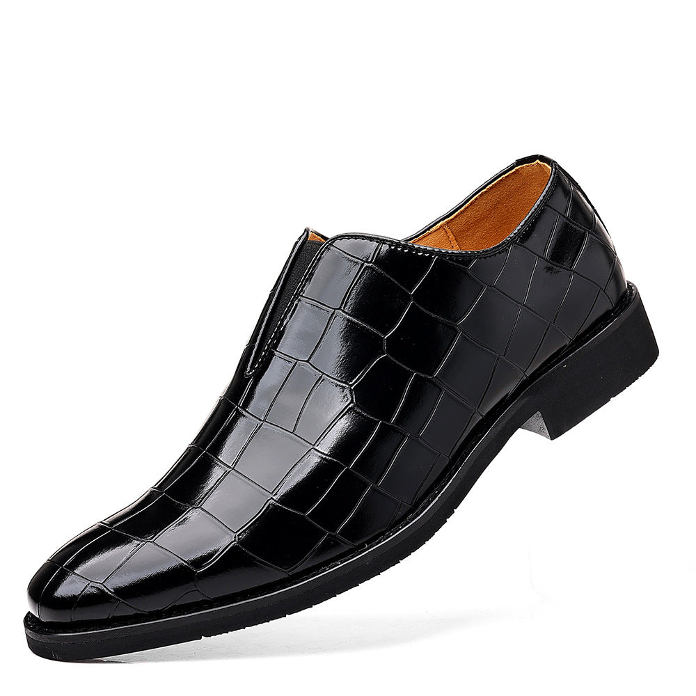 Men's Black PU Leather Slip-On Shoes – Square Toe | Aladinae