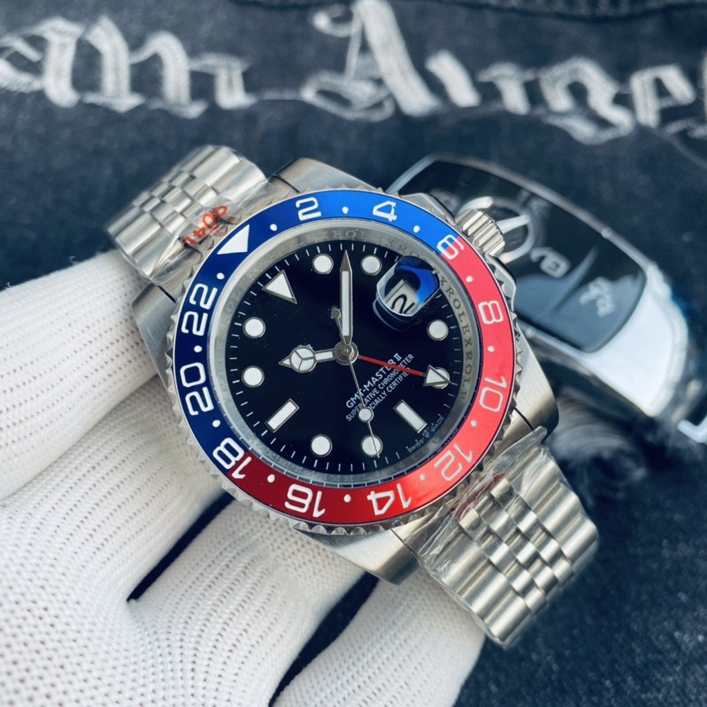 Rolex Cola bezel GMT-Master automatic mechanical watch for men, Inter Milan CLEANVS, sapphire crystal.