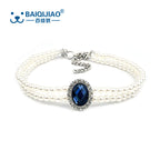 Amazon pet double row vertical pearl rhinestone collar for cats and dogs, adjustable necklace, cute accessories
