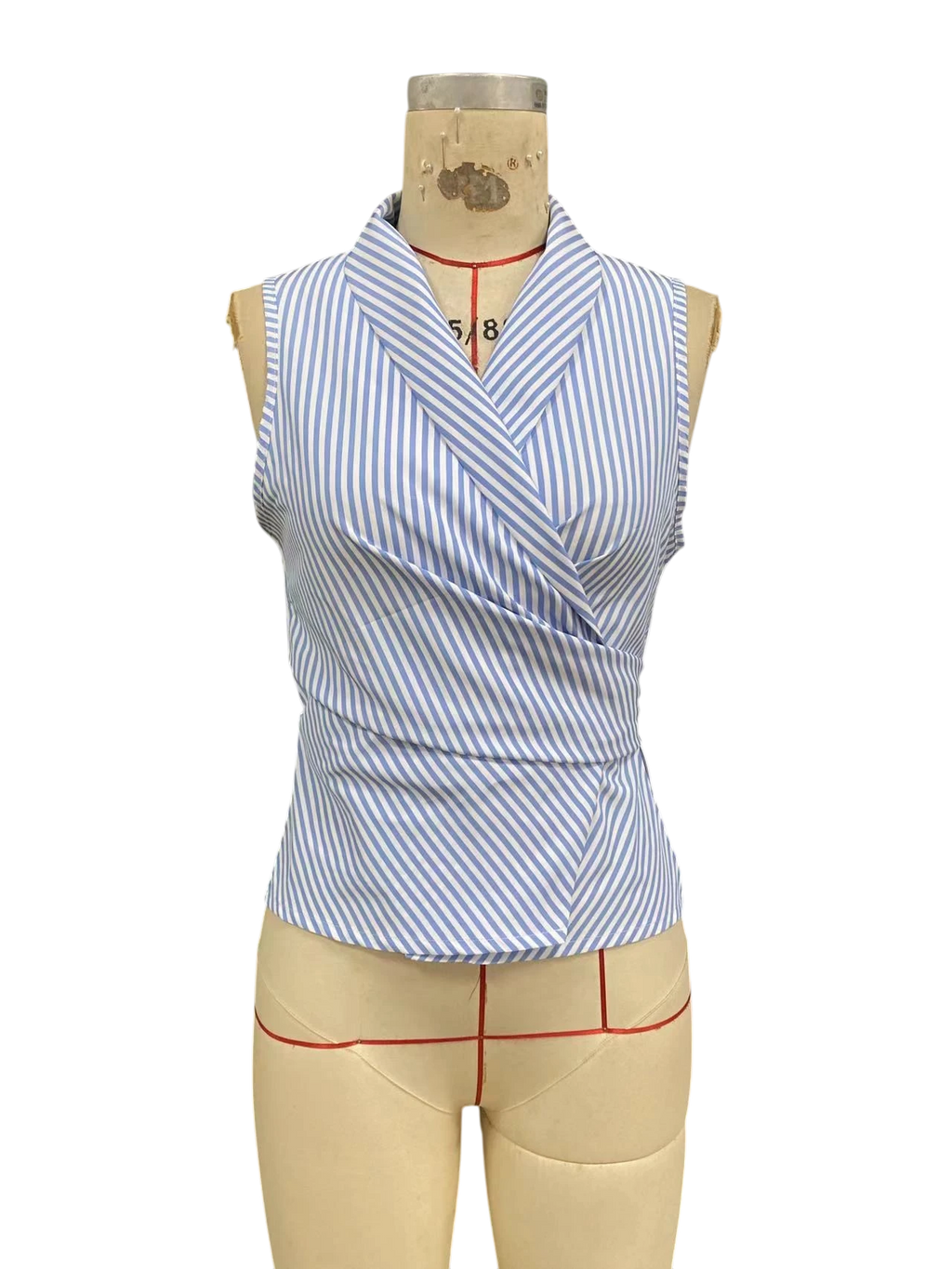 Cross-border European and American striped sleeveless shirt, 2025 summer, tie-waist slimming vest shirt, eBay foreign trade women's clothing