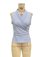 Cross-border European and American striped sleeveless shirt, 2025 summer, tie-waist slimming vest shirt, eBay foreign trade women's clothing