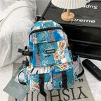 School bag for boys, junior high school students, Korean version, large capacity, high school backpack, personalized graffiti school bag, female, simple campus backpack