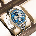 Men's Two-Tone Blue Quartz Watch - Waterproof, Steel Strap