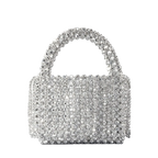 New acrylic tassel handbag women's diy handmade beaded woven bag bling silver beads evening bag