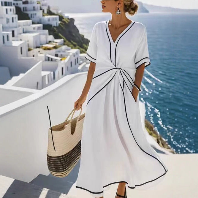 Independent website's new summer European and American style Bohemian elegant dress, cross-border style commuter long dress