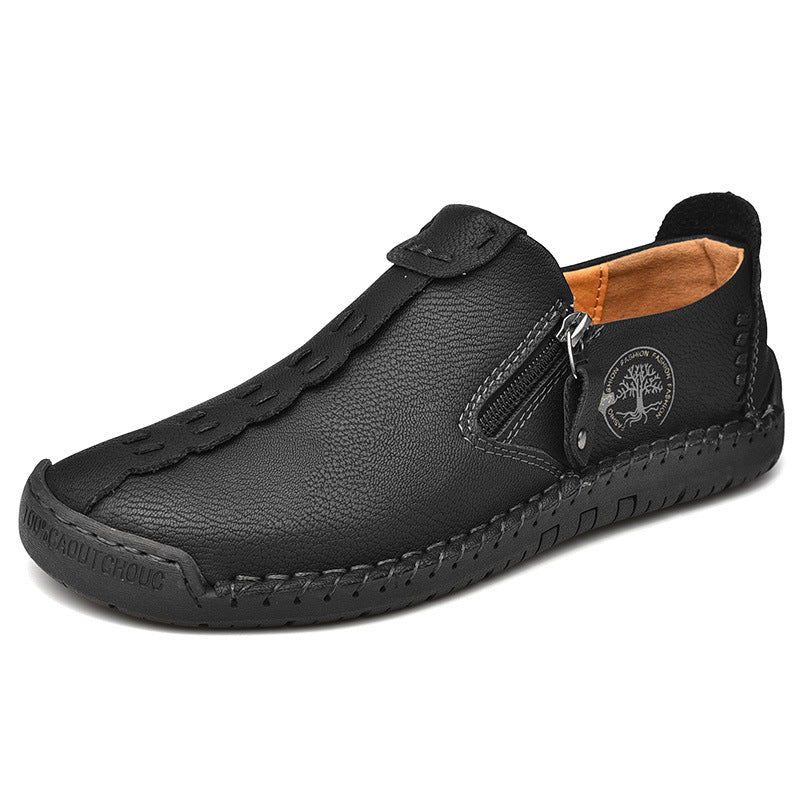 2023 Cross-border New Men's Casual Leather Shoes Foreign Trade Large Size Slip-on Doudou Shoes Men's Breathable Handmade Lazy Shoes
