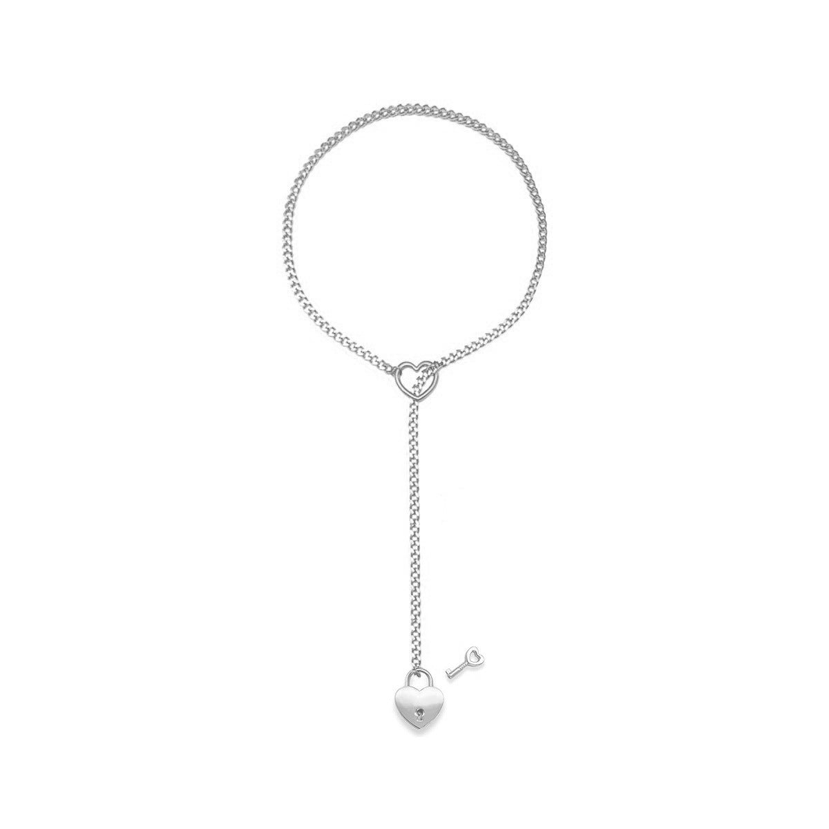 Amazon Style Wide Y Ring Sliding Chain Necklace Handmade Punk Cuban Stainless steel Chain Necklace