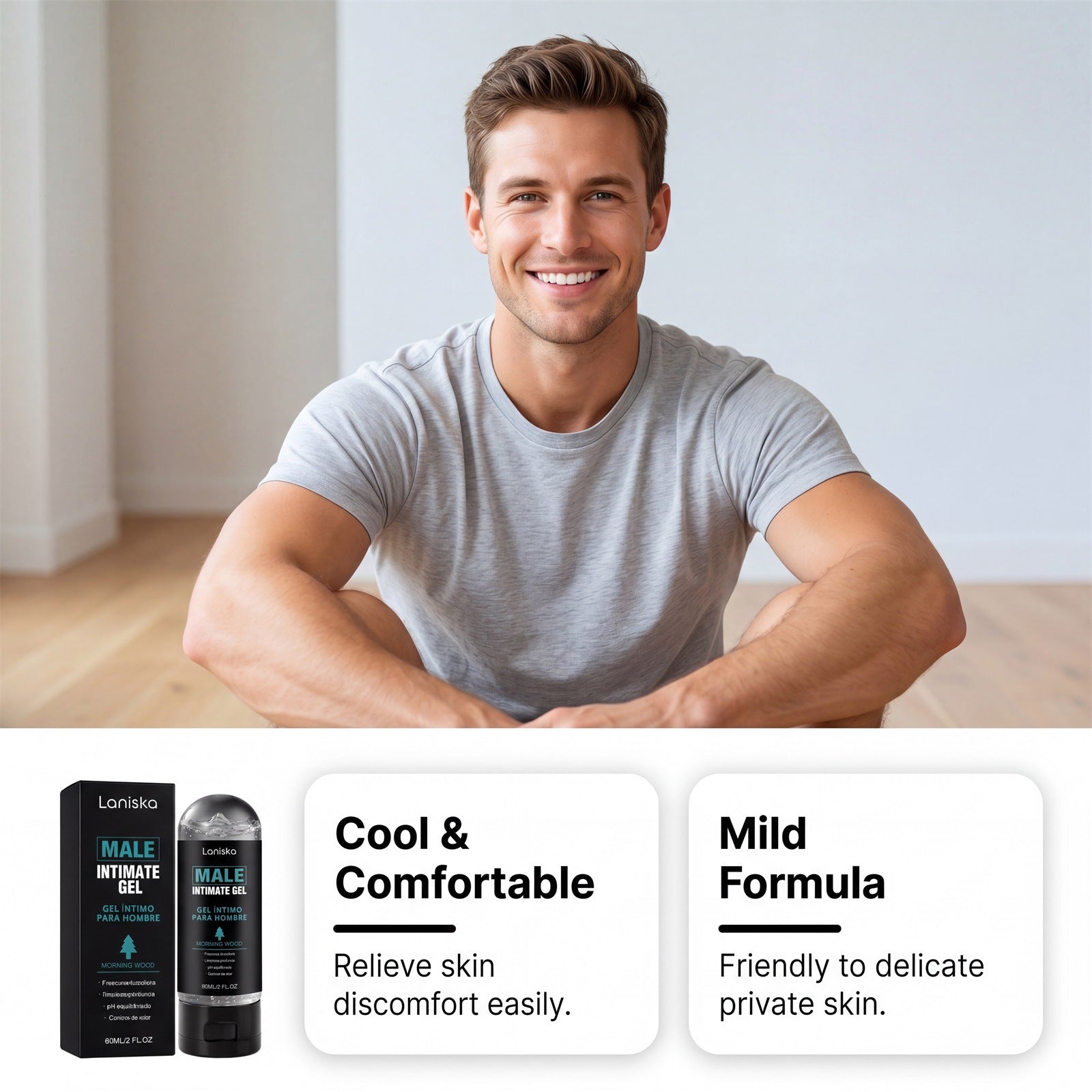 LANISKA Men's Grooming Gel: Cooling, refreshing, gentle, skin-friendly, moisturizing, easy to melt, and suitable for massage.