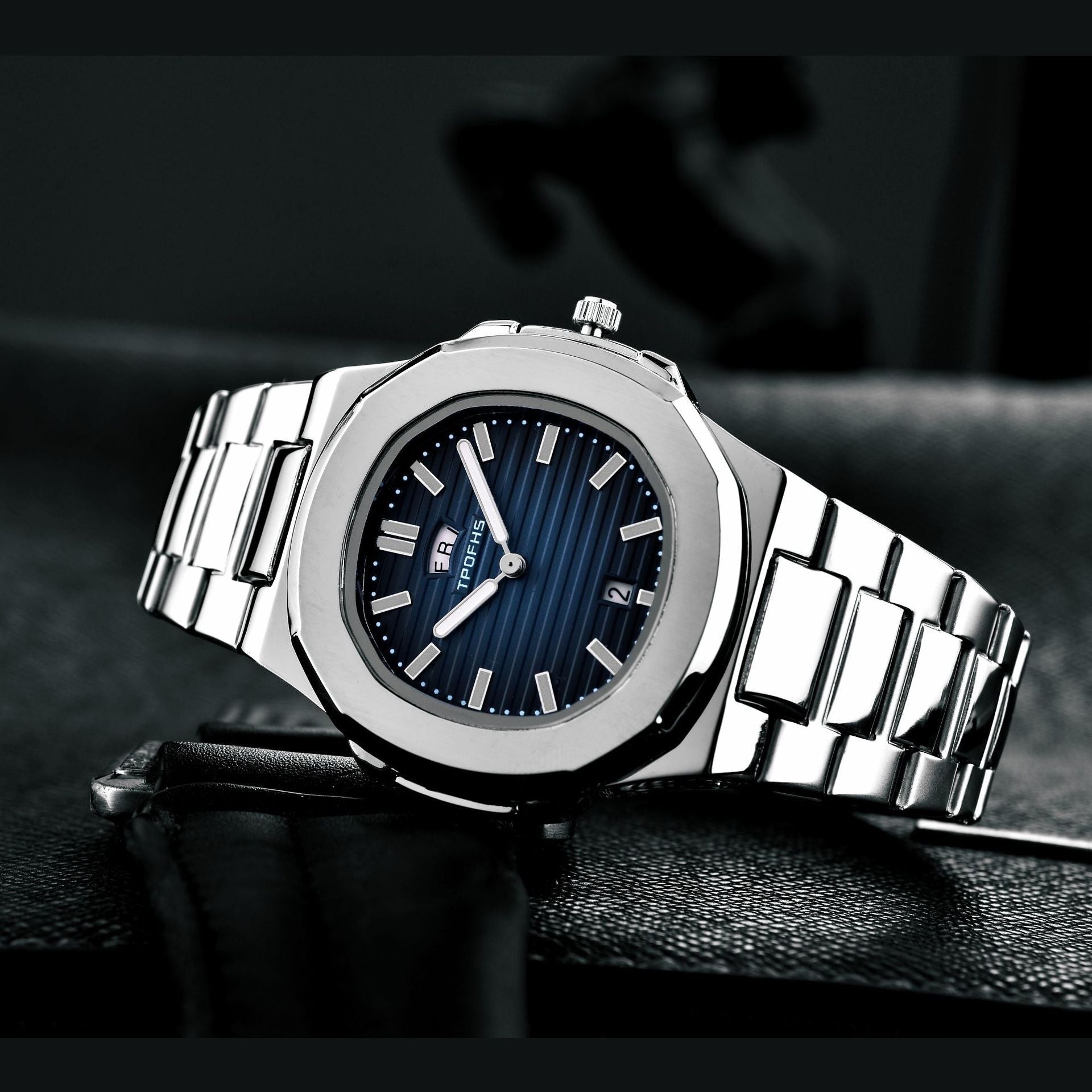 Men's Blue Dual Calendar Steel Watch | Aladinae