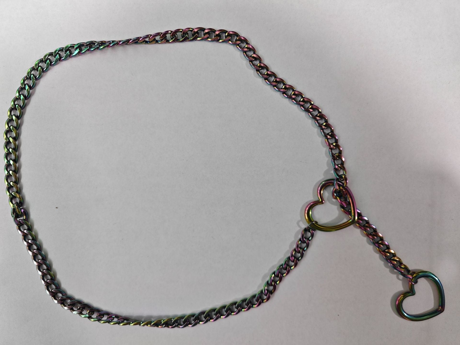 Amazon Style Wide Y Ring Sliding Chain Necklace Handmade Punk Cuban Stainless steel Chain Necklace