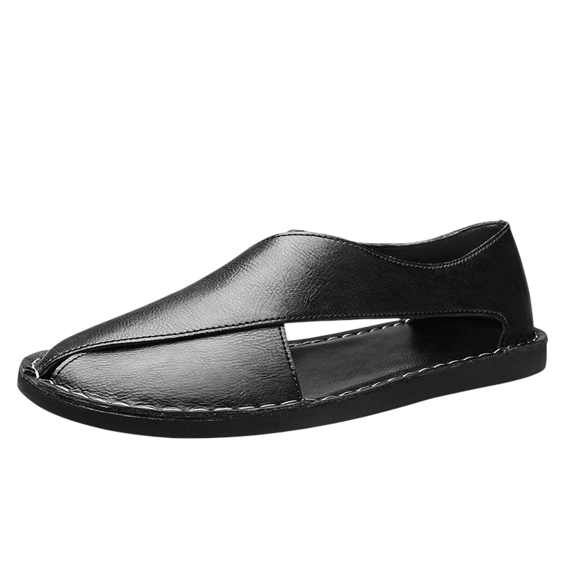 Men's Brown Slip-On Sandals – Round Toe | Aladinae