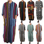 Men's Striped Printed Thobe – Long Sleeve | Aladinae