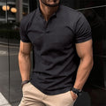 Men's Black Henley Collar Sport Polo Shirt | Aladinae