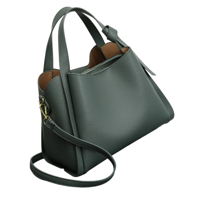 Soft leather women's handbag, 2025 style, basket-style, high-end shoulder bag, crossbody bag, versatile bucket bag.