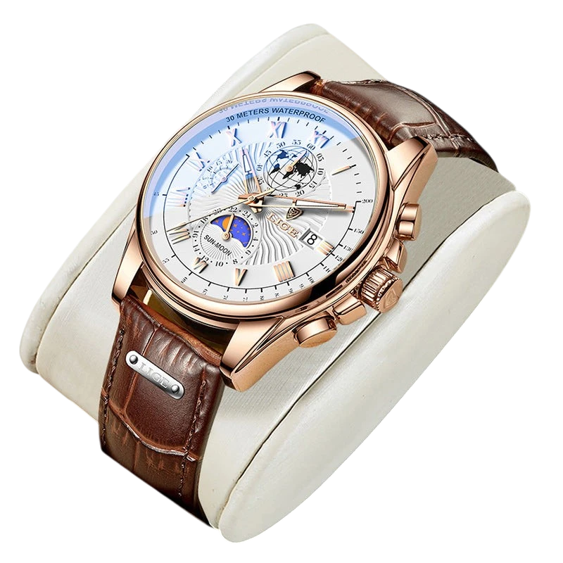 Men's Moon Phase Chronograph Watch – Quartz | Aladinae