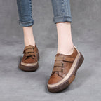 Genuine leather retro single shoes for women washed leather tendon soft sole pure leather casual women's shoes spring and autumn new handmade four-season shoes