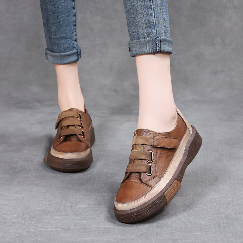 Genuine leather retro single shoes for women washed leather tendon soft sole pure leather casual women's shoes spring and autumn new handmade four-season shoes