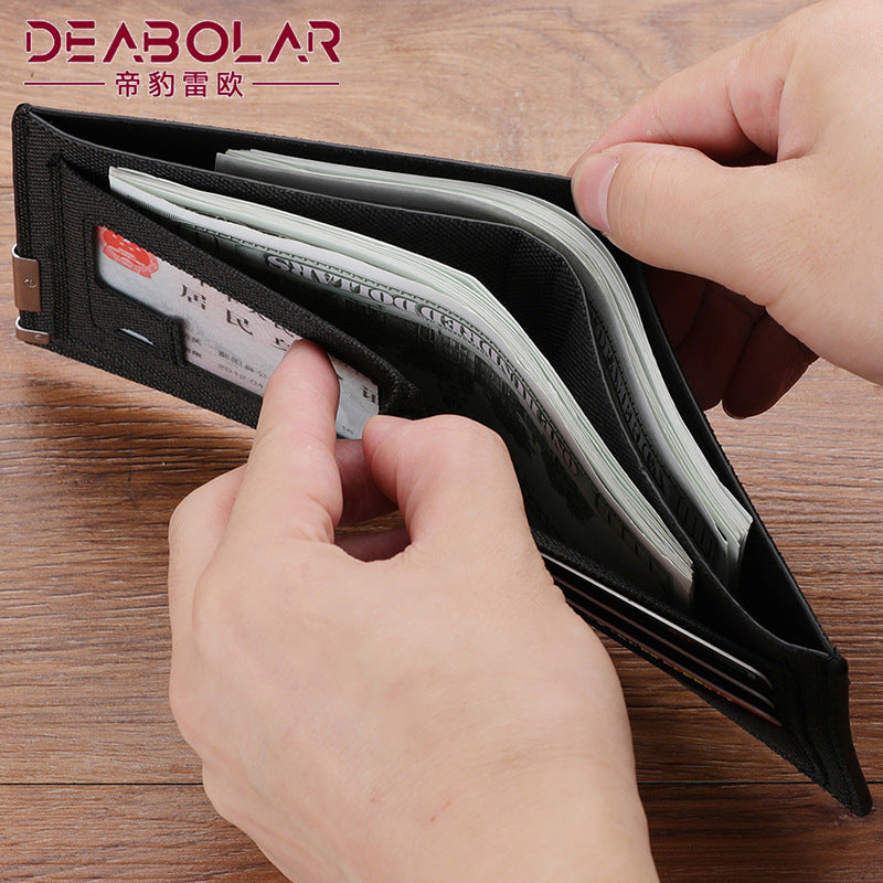 Men's Blue Canvas Wallet - Slim, Bi-Fold