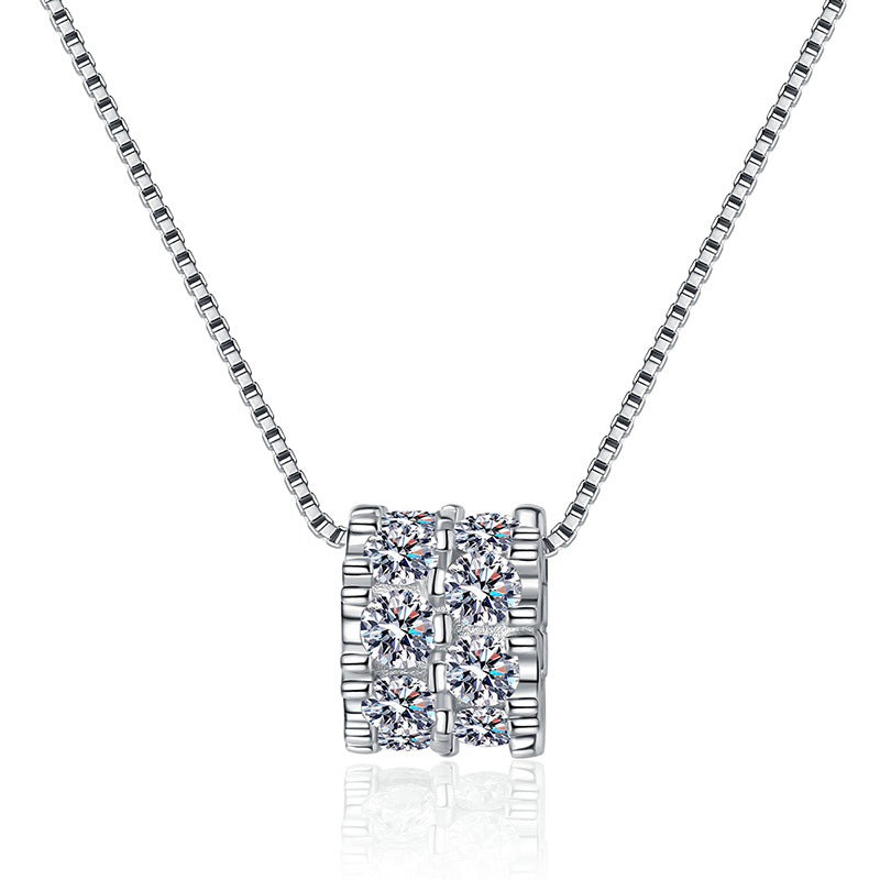 Full diamond moissanite necklace, 925 sterling silver clavicle chain, slim waist necklace, popular online style pendant, D-color moissanite necklace.