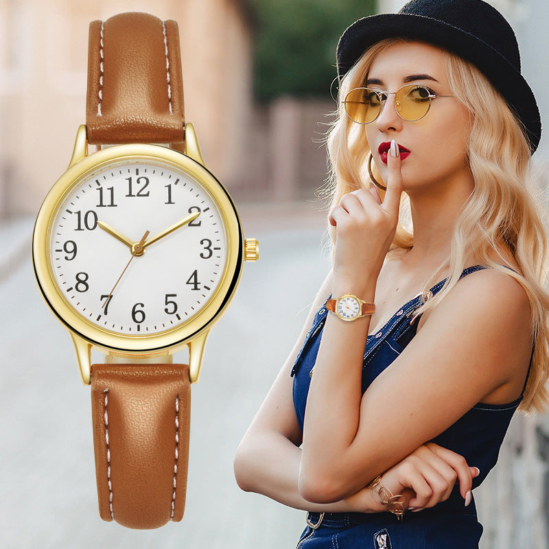 Cross-border foreign trade new simple digital fashion women's quartz watch small belt ladies watch women's watch