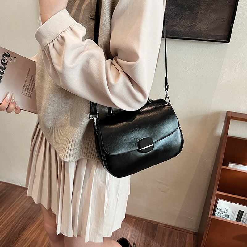 Cross-border bag for women, simple and versatile small square handbag, solid color textured commuter shoulder bag, commuter niche messenger bag