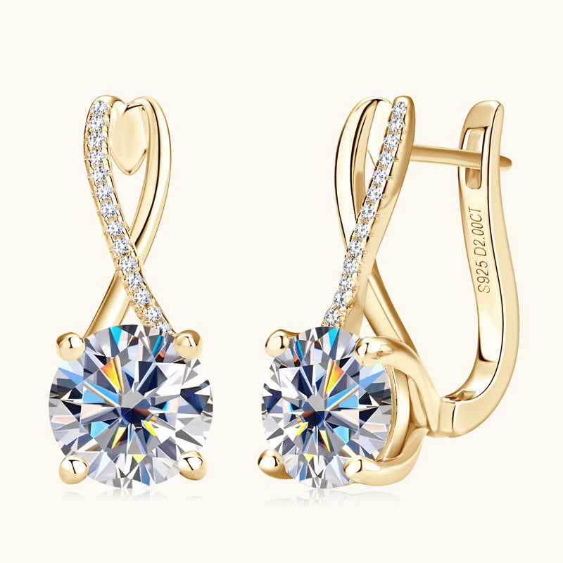 Cross-border new fashion versatile moissanite diamond earrings earrings for women high-end S925 sterling silver earrings wholesale ear buckles