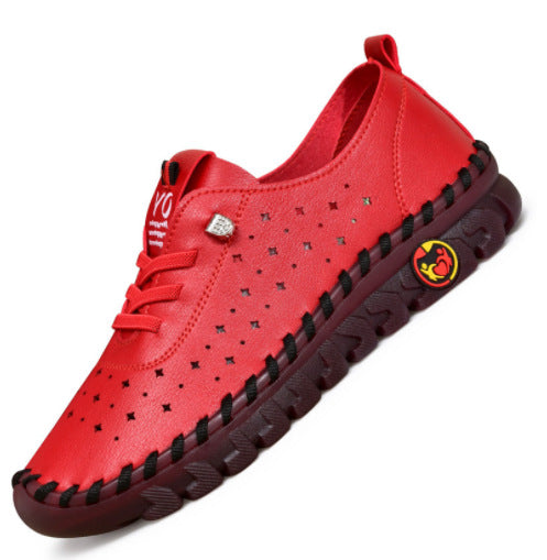 Cross-border explosive style handmade tendon soft sole mother shoes women's 2022 spring and summer new independent station flat single shoes casual shoes