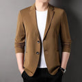 Men's Khaki Slim Fit Blazer - Suit Collar, Long Sleeve