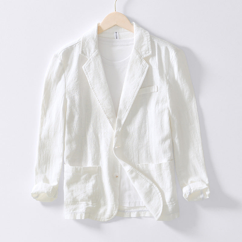 Men's 100% Linen Casual Blazer – White | Aladinae