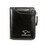 Men's Brown Zip Wallet - Card Holder, Hollow Design