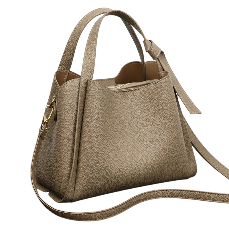 Soft leather women's handbag, 2025 style, basket-style, high-end shoulder bag, crossbody bag, versatile bucket bag.