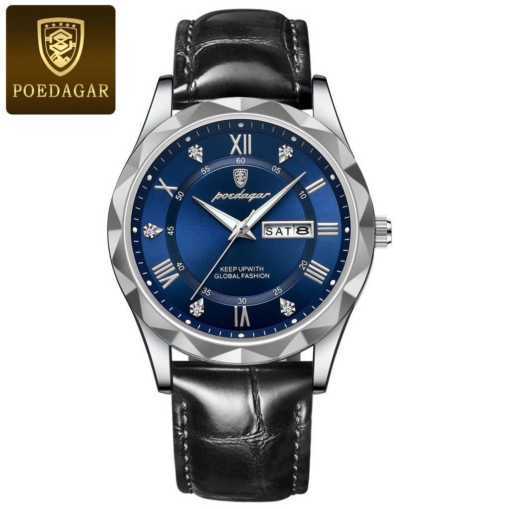Men's Dual Calendar Luminous Quartz Watch - Waterproof