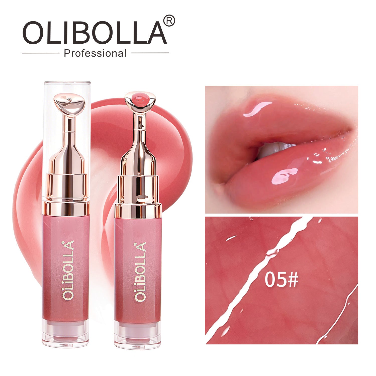 OLIBOLLA Metal Massage Head Mirror Lip Gloss Essence Moisturizes, Plumps, Reduces Lip Lines - Popular Makeup Product