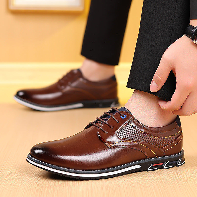 Men's Dark Brown Leather Work Shoes | Aladinae