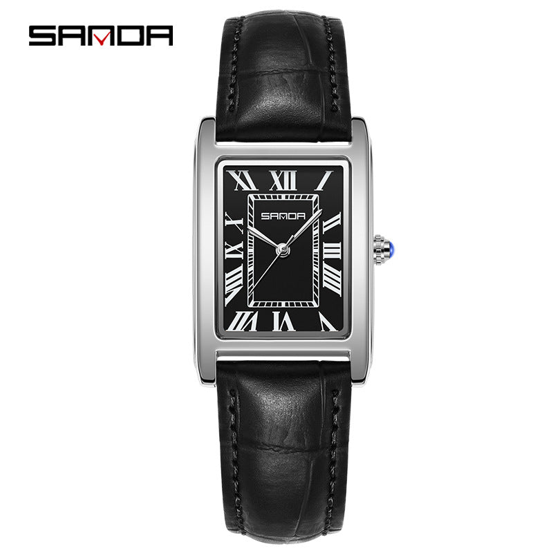 Men's Coffee Silver Rectangular Watch - Roman Numerals