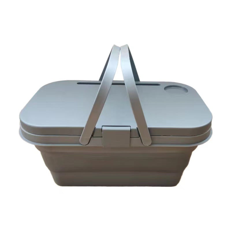 Outdoor camping supplies picnic basket with table foldable portable shopping basket multifunctional picnic table folding bucket