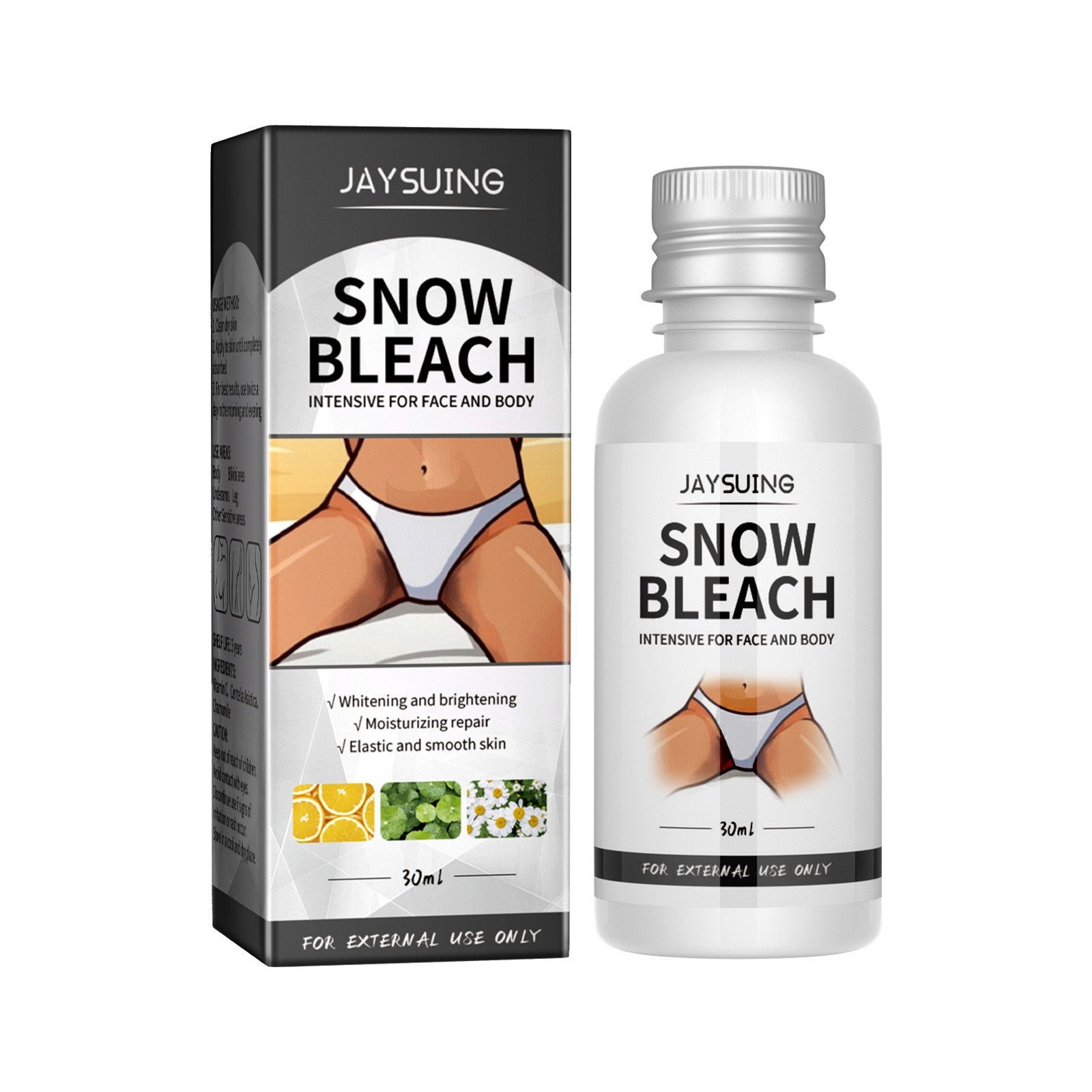Jaysuing Skin Care: Moisturizes and brightens, fades dark spots on elbows, knees, and joints, exfoliates, and whitens.