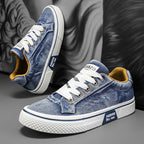 Men's Black Canvas Sneakers - Low-Top, Lace-Up