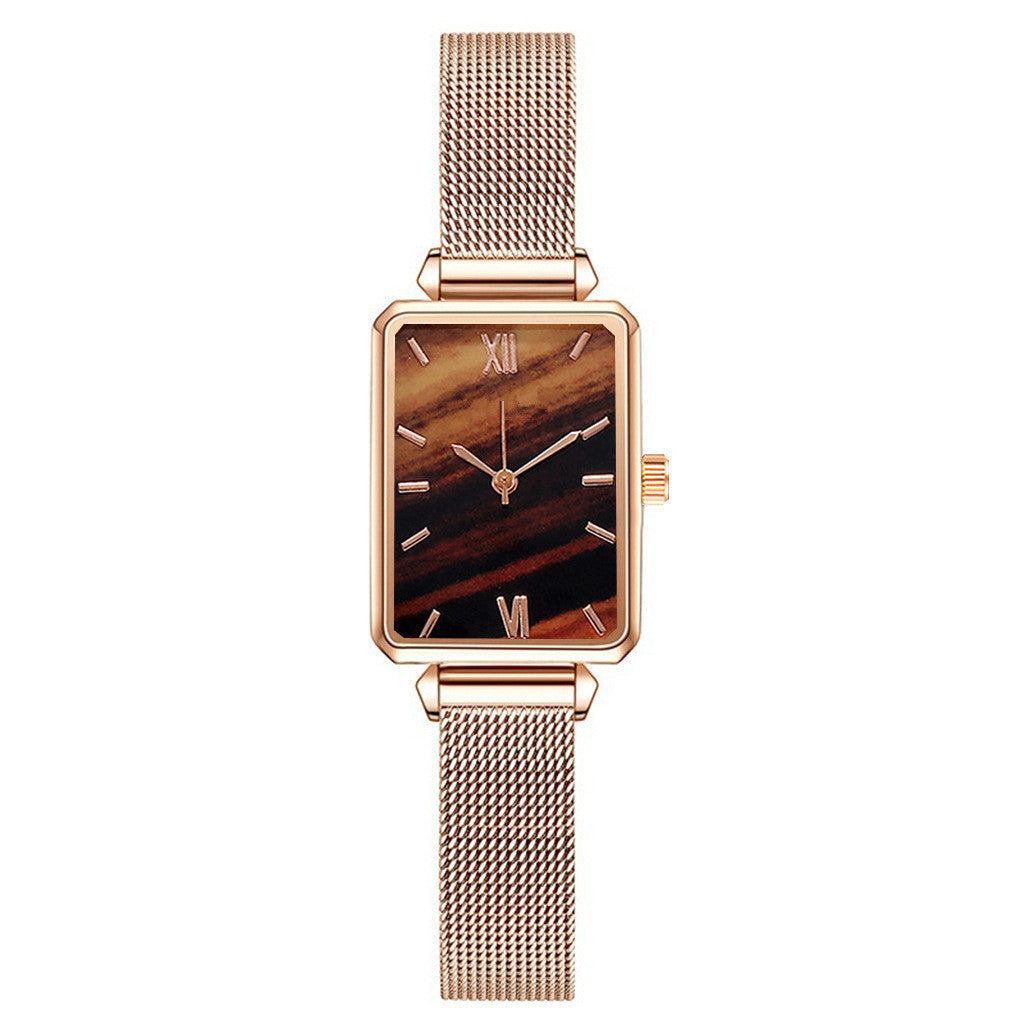 Women's Pink Square Dial Watch - World Time, Magnet Buckle