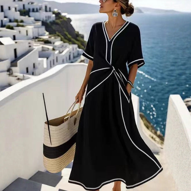 Independent website's new summer European and American style Bohemian elegant dress, cross-border style commuter long dress