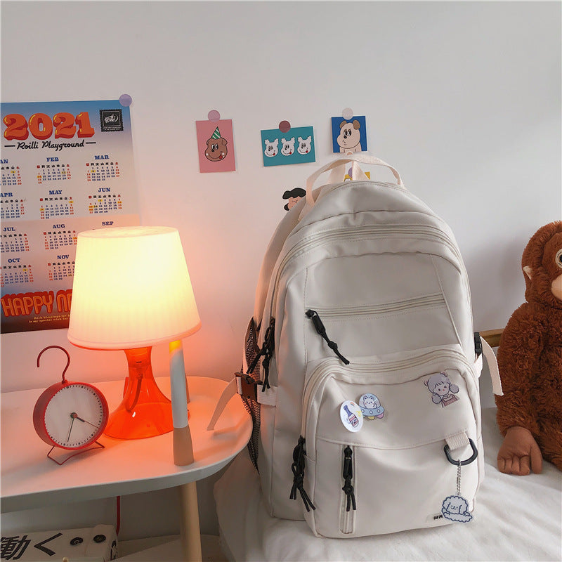 Large capacity multi-pocket schoolbag female college student backpack 15.6 inch computer bag junior high school high school campus backpack