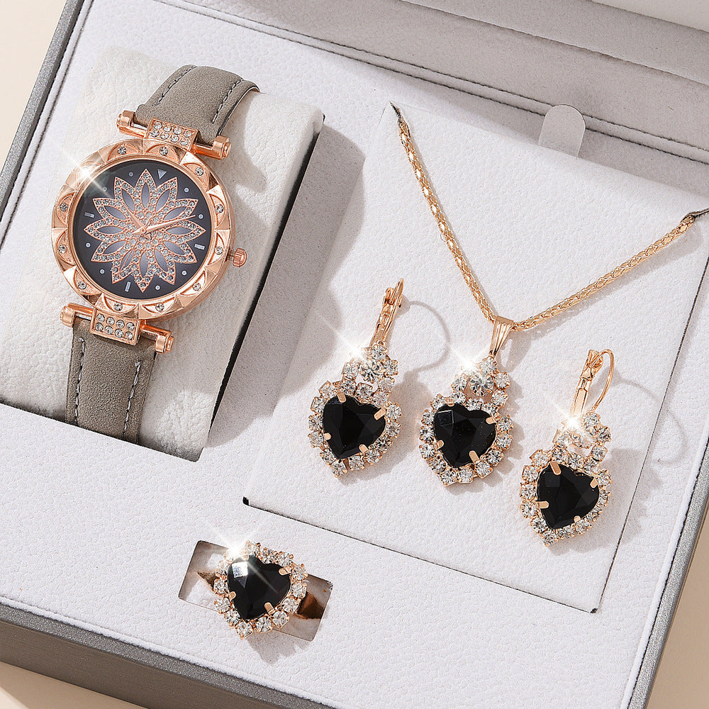 Women's White Watch and Bracelet Set - Quartz