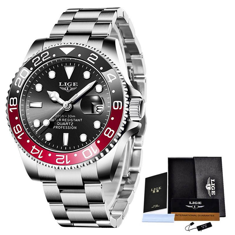 LIGE/Lige Fashion Explosion Style Men's Watch Quartz Three-Hand Watch Waterproof Clock
