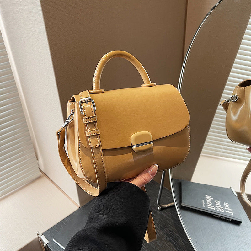 Cross-border bag for women, simple and versatile small square handbag, solid color textured commuter shoulder bag, commuter niche messenger bag